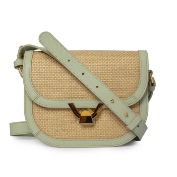 Coccinelle Handbags - Coccinelle Dew Straw Small Bag – Raffia & Celadon Leather – Made in Italy – NWOT